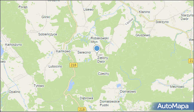 mapa Zielony Dwór, Zielony Dwór gmina Krokowa na mapie Targeo